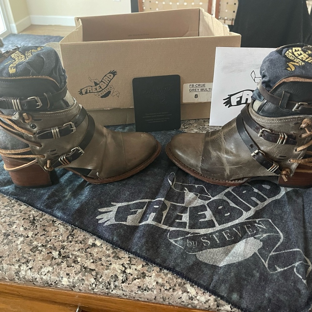 Freebird by Steven Distressed Brown Multi-Strap Boots